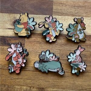 Loungefly Disney Winnie The Pooh Floral Mushroom Pins - Complete Set